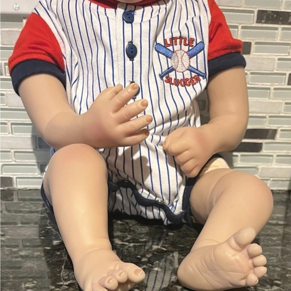 Ashton Drake Michael Little Slugger Silicone Reborn Weighted Baby Doll - Picture 2 of 11